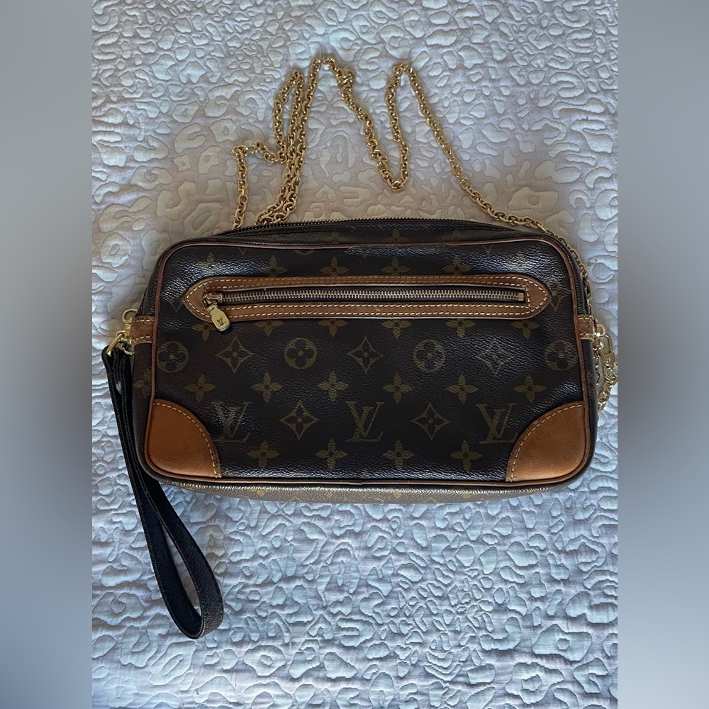 Vintage Louis Vuitton Marly Dragonne Clutch converted into Crossbody Bag